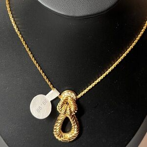 Fifth Avenue Gold Knot Pendant Necklace. New. 18”. Lead & Nickel free.